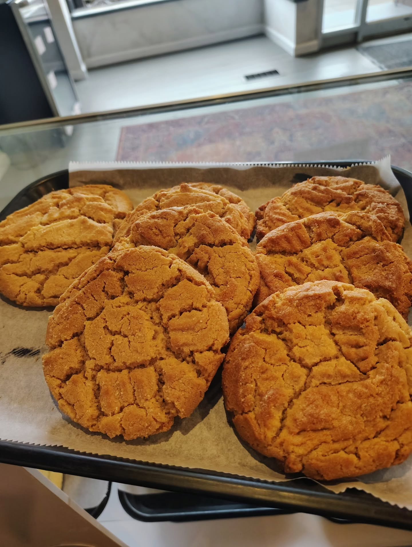 A tray of cookies fresh from the oven