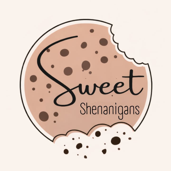 Sweet Shenanigans logo, a cookie with a bite taken out